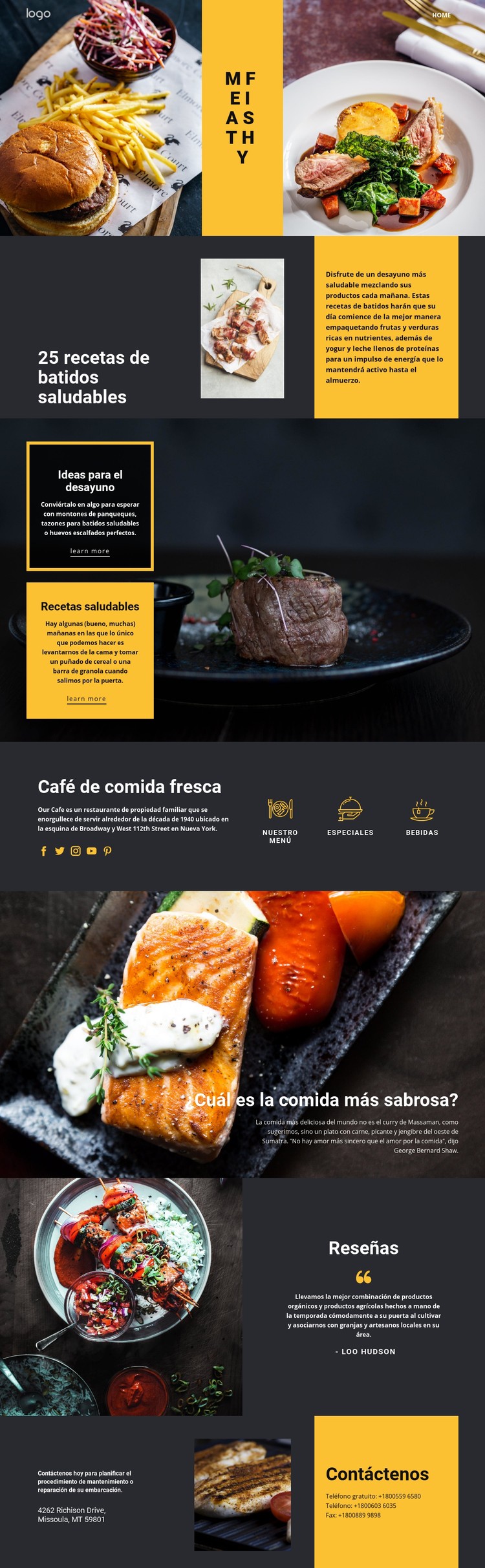 Buenas recetas para una buena comida Plantilla CSS