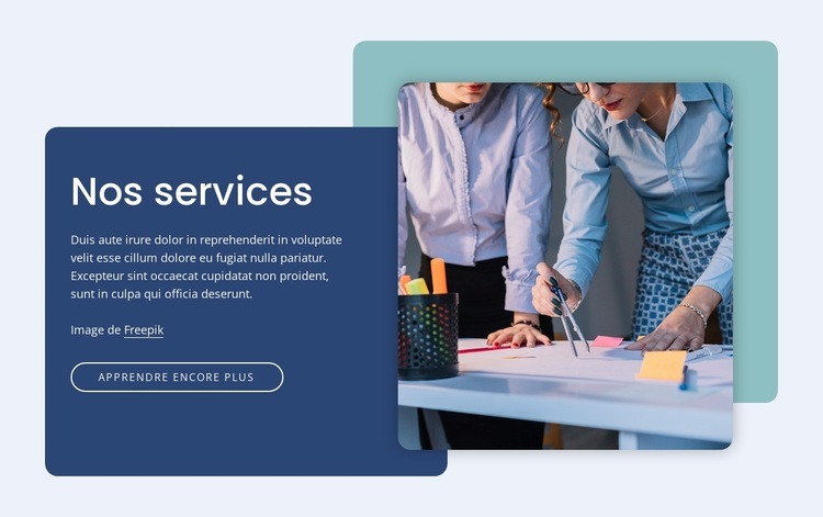 Une liste de nos services Maquette de site Web