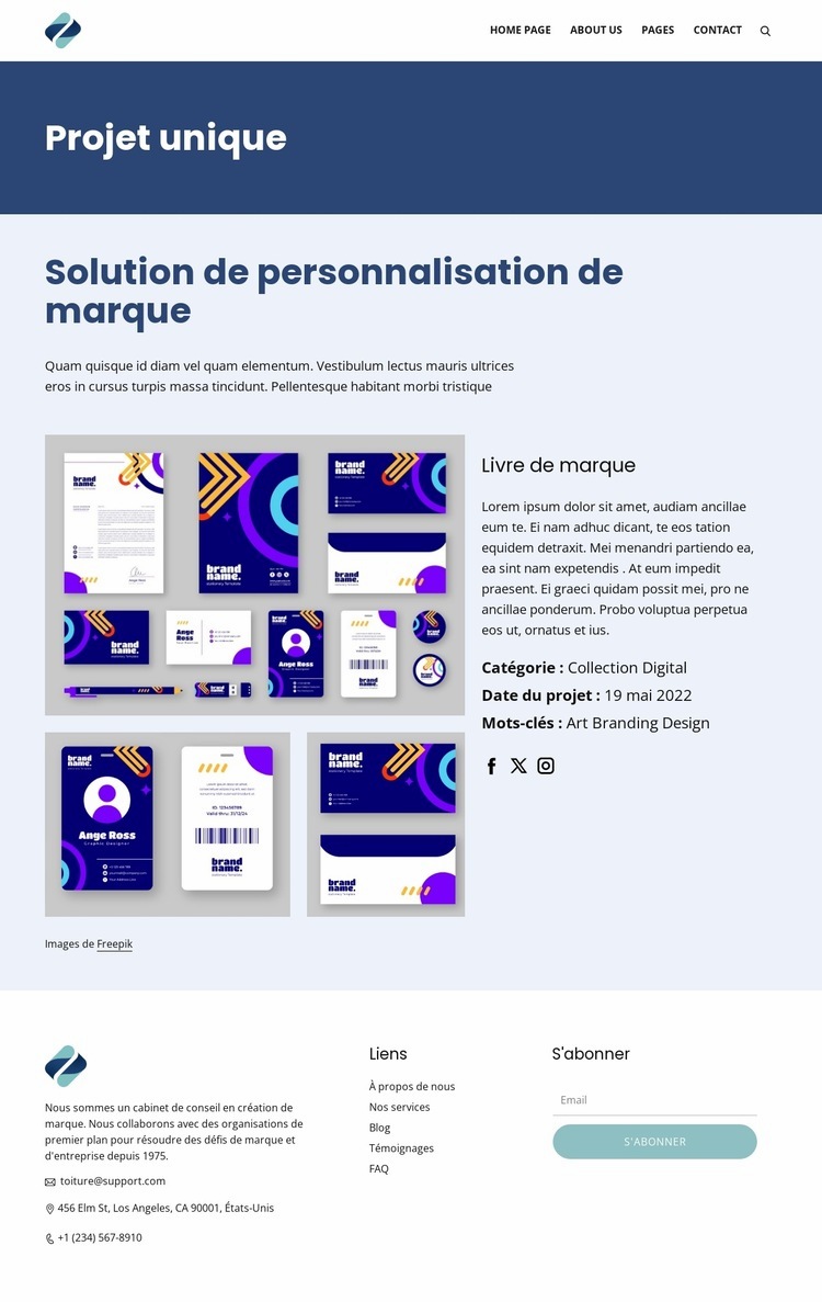 Solution de personnalisation de marque Modèle HTML5