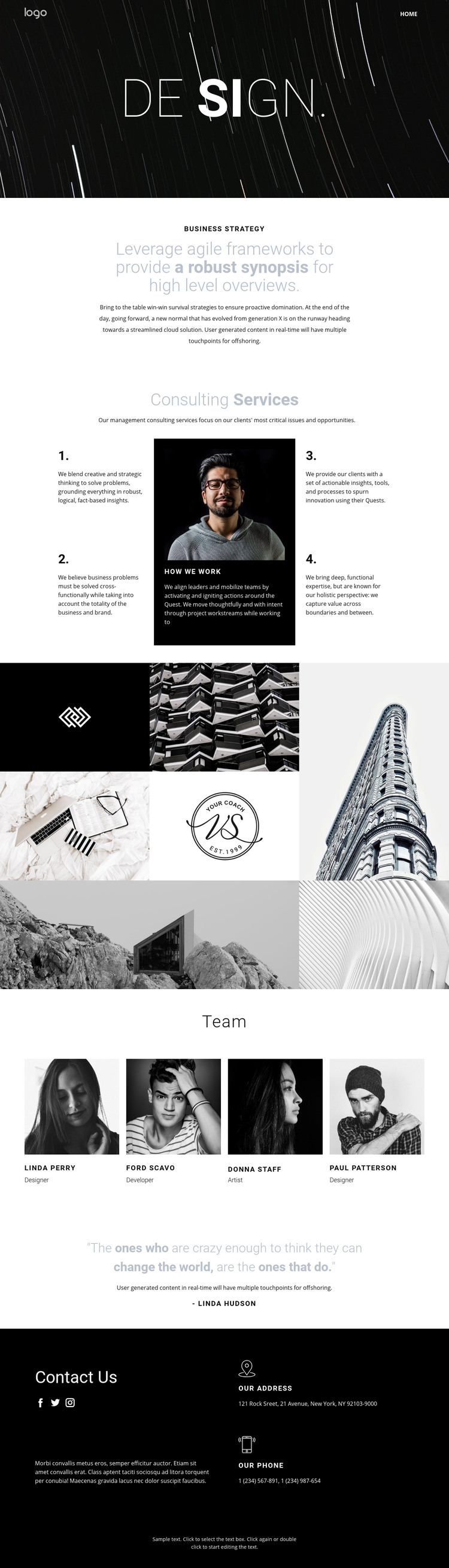 Design and creative art  Homepage Design