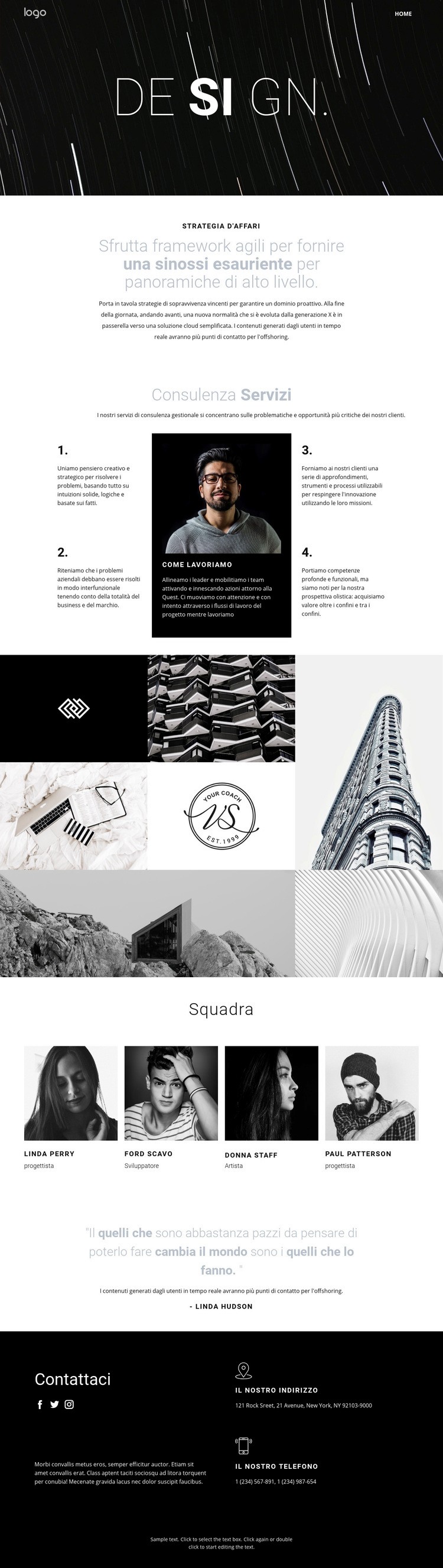 Design e arte creativa Mockup del sito web