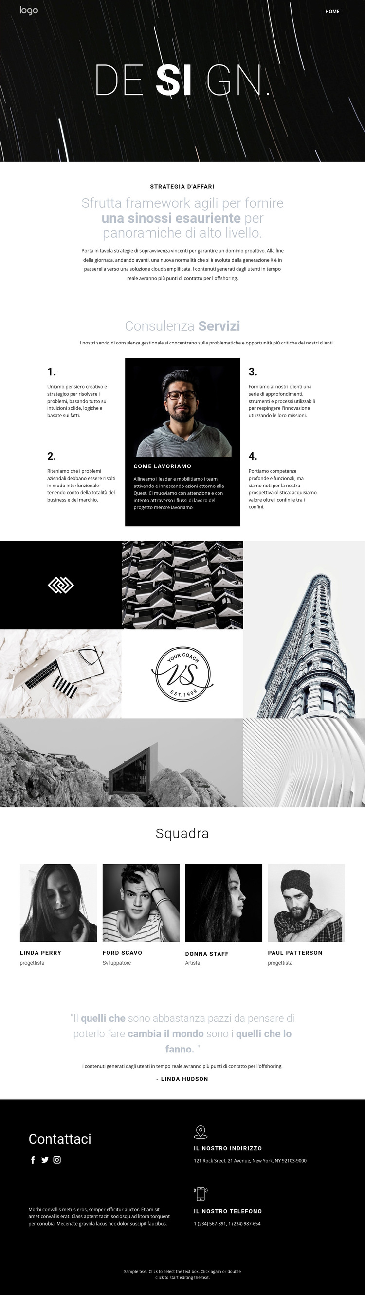 Design e arte creativa Modello di sito Web