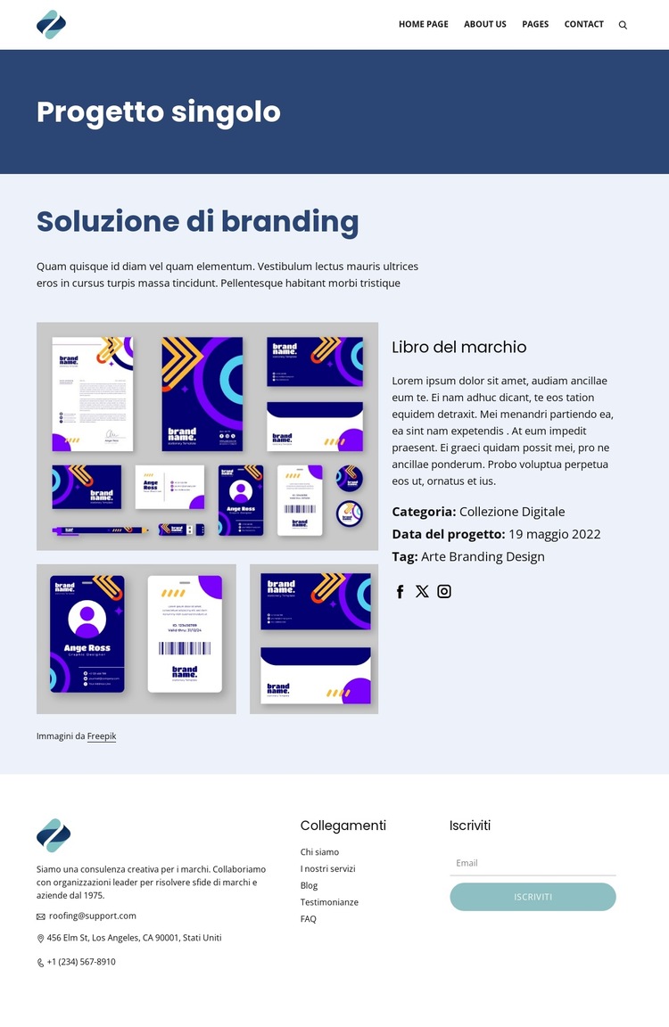 Soluzione di branding Modello di sito Web