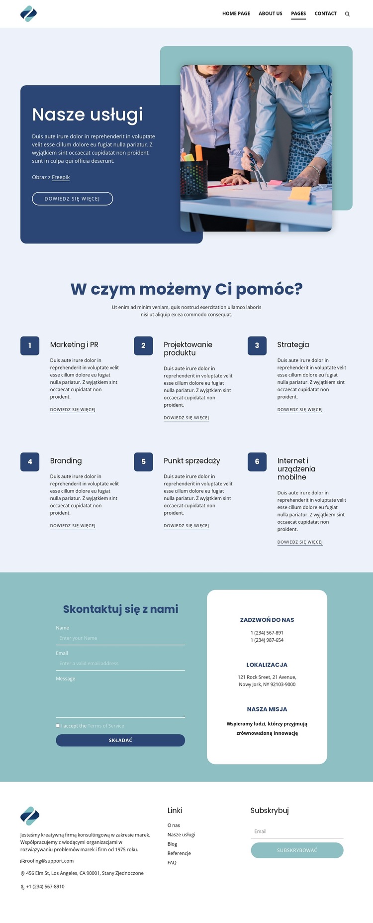 Oferujemy usługi najwyższej jakości Szablon witryny sieci Web