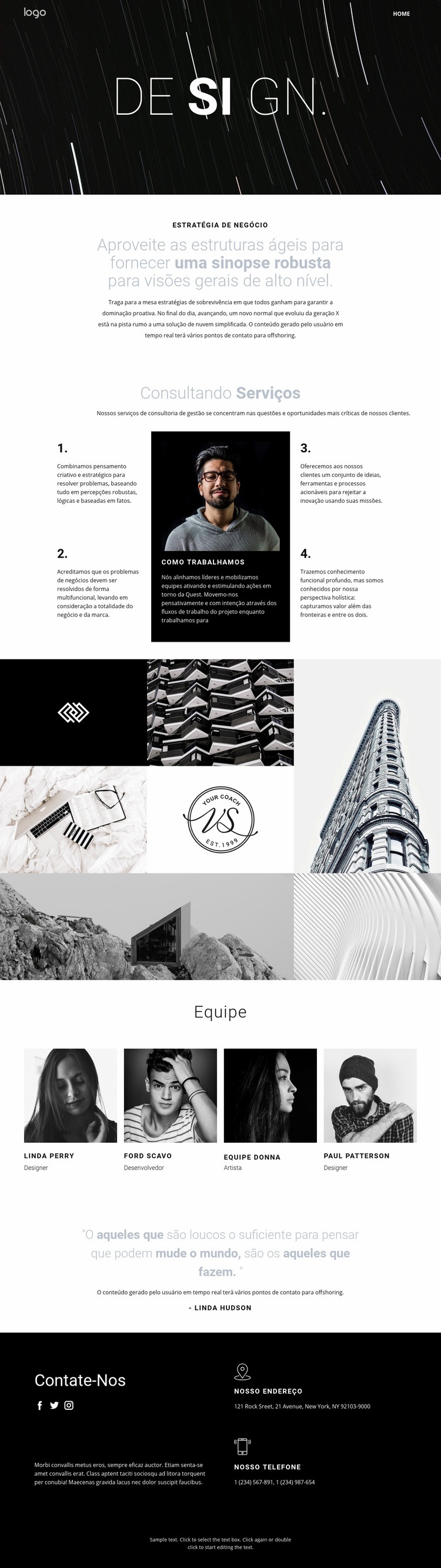 Design e arte criativa Maquete do site