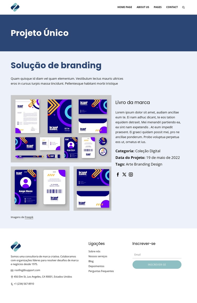 Solução de branding Modelo de site