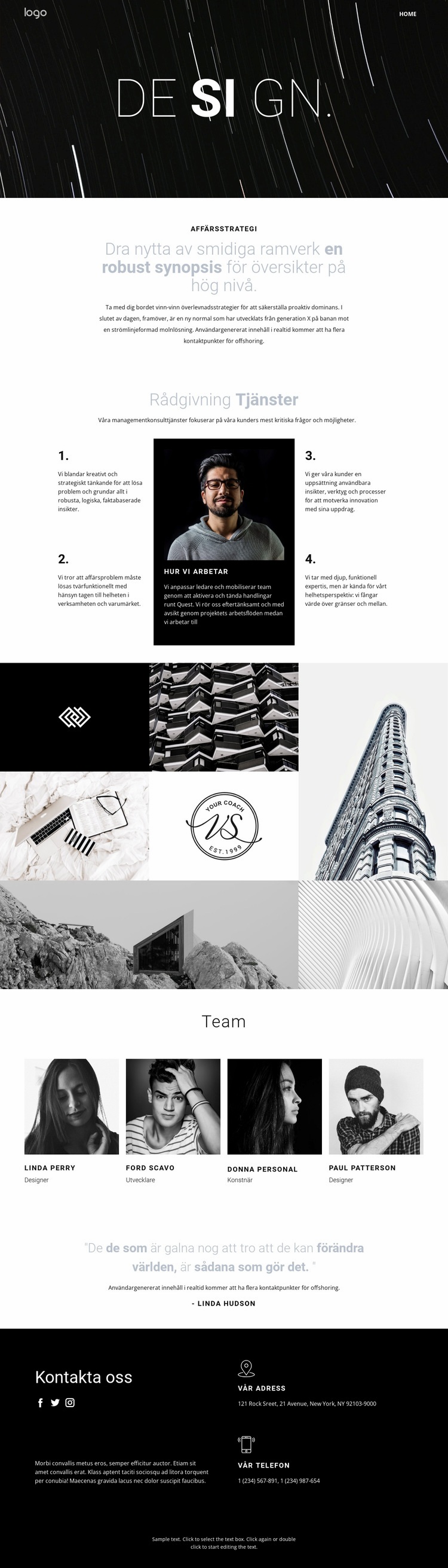 Design och kreativ konst Webbplats mall