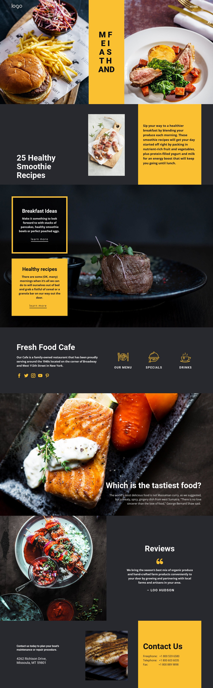 Good recipes for good food Web Page Design