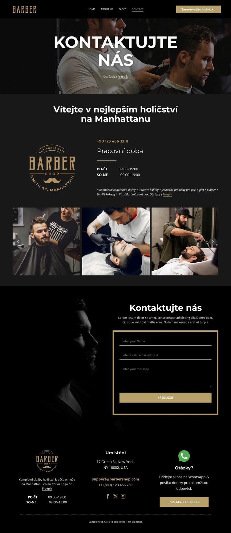 Kontaktujte náš holičský tým Šablona HTML