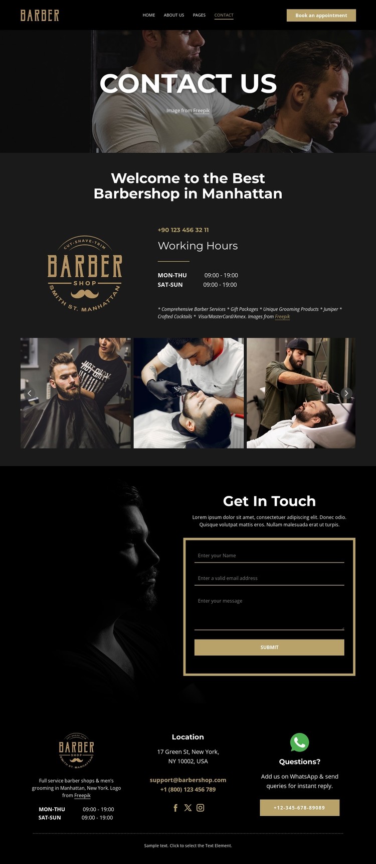 Contact our barber team CSS Template