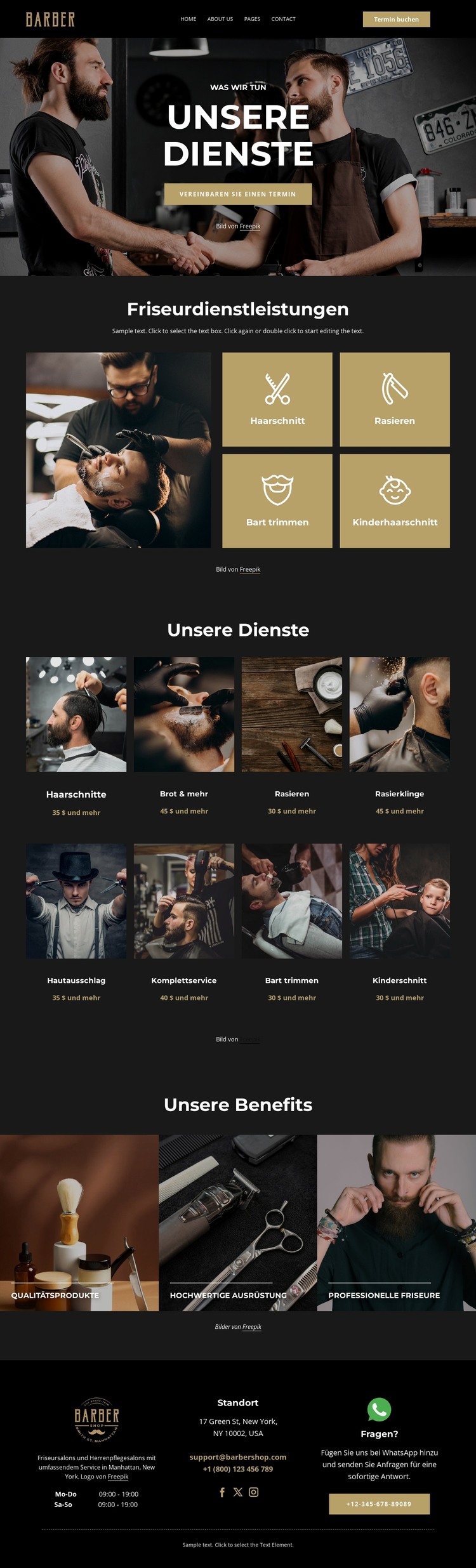 Erstklassige Barbershop-Dienstleistungen HTML-Vorlage