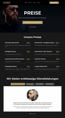 Preisliste für Friseursalons Joomla-Vorlagen