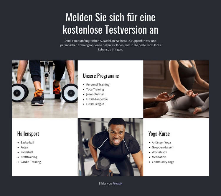 Funktions- und Gruppentraining Landing Page