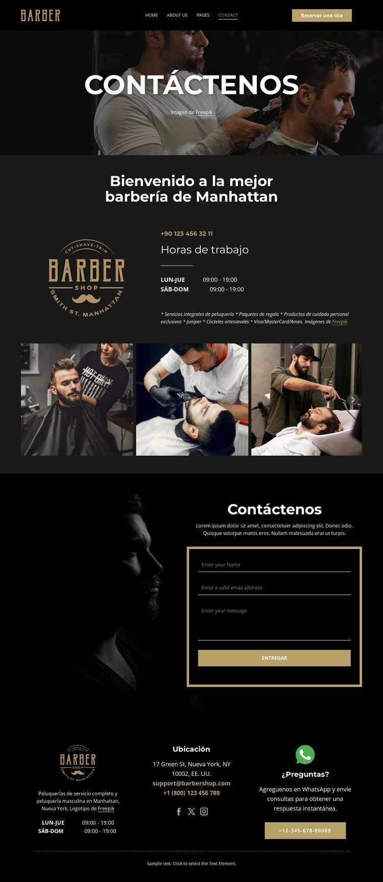 Contacta con nuestro equipo de barberos Plantilla HTML