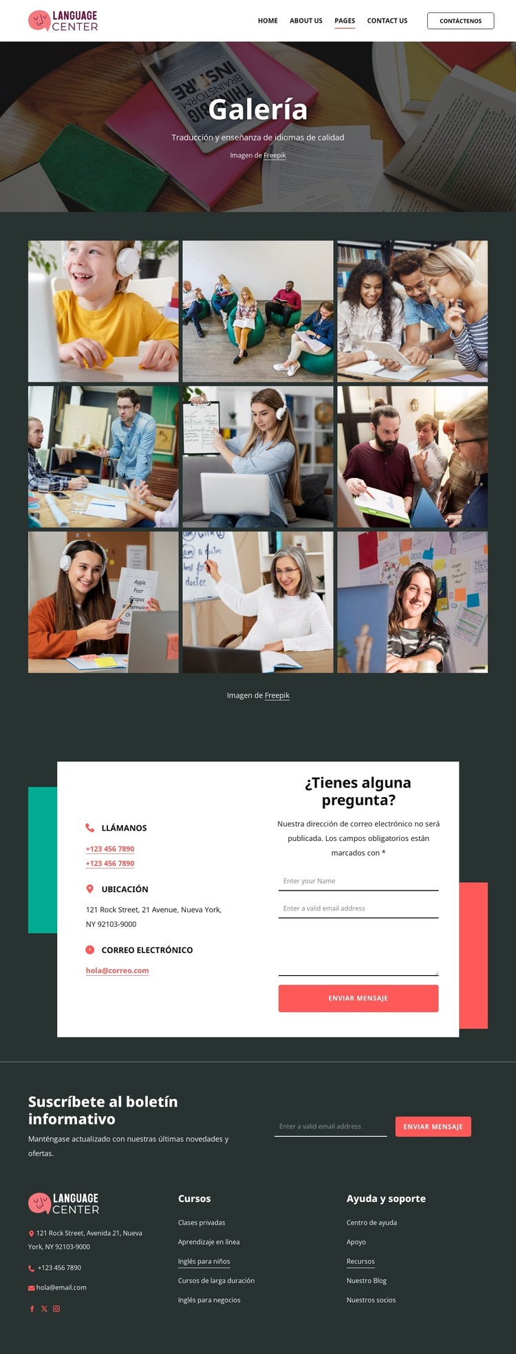 Galería del centro de idiomas Plantilla HTML