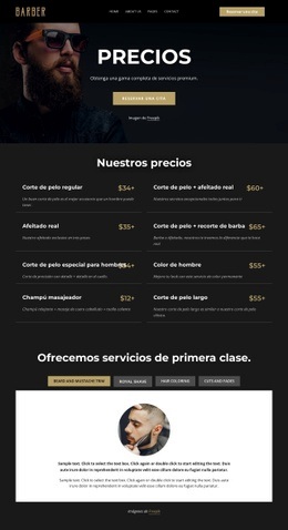 Lista de precios de peluquería Plantillas HTML5