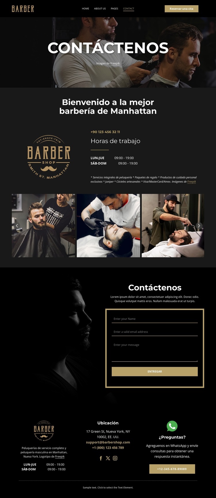 Contacta con nuestro equipo de barberos Plantilla Joomla