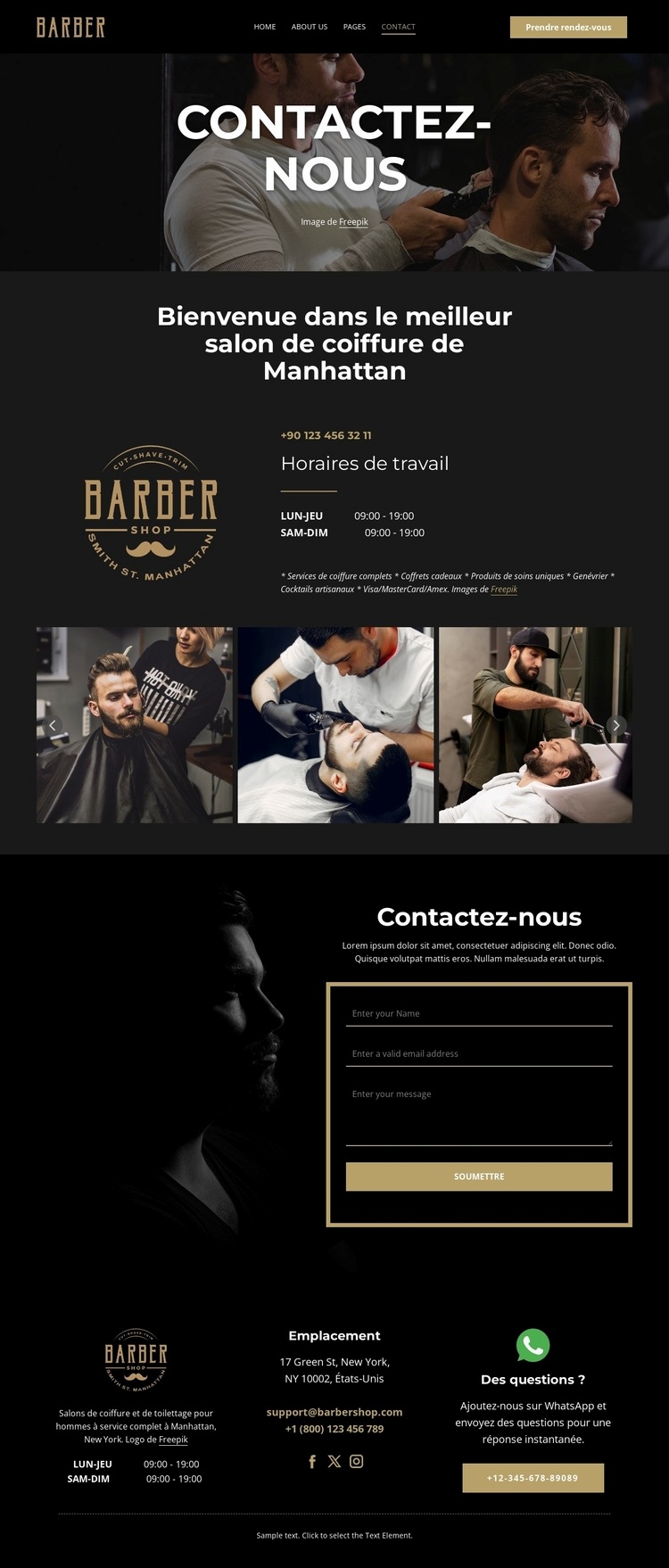 Contactez notre équipe de barbiers Conception de site Web