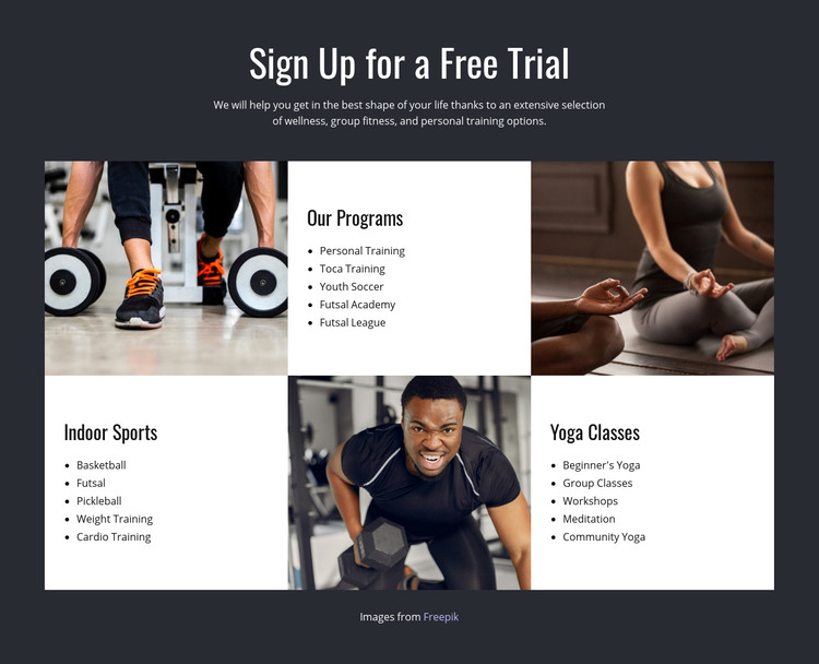 Functional and group training Homepage Design