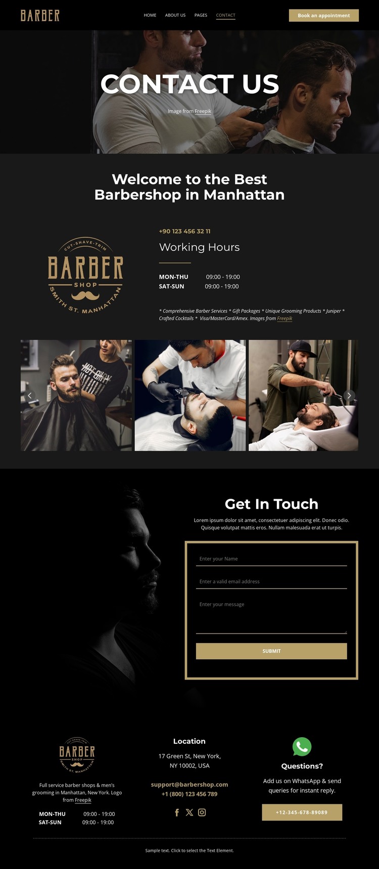 Contact our barber team HTML Template