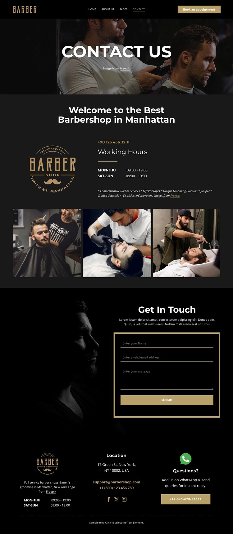 Contact our barber team HTML5 Template