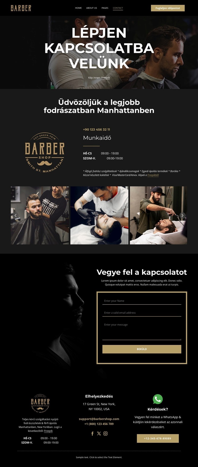 Lépjen kapcsolatba fodrász csapatunkkal Weboldal sablon
