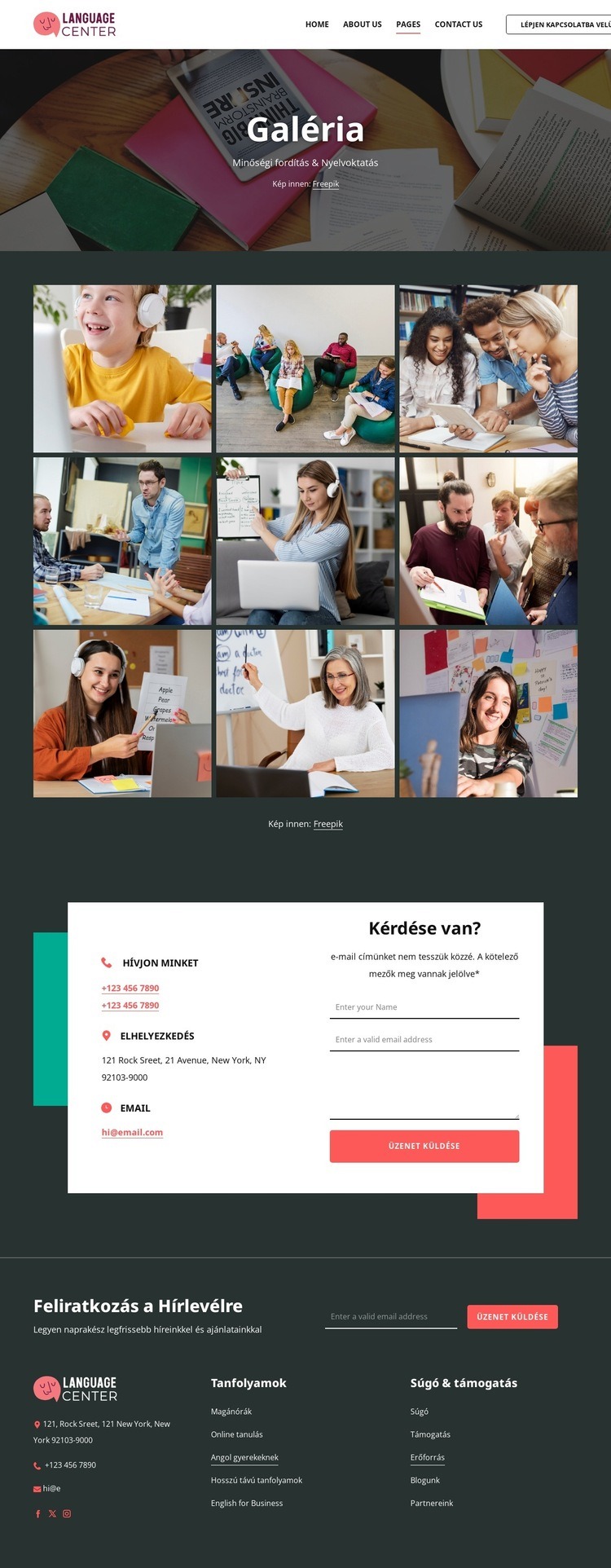 Nyelvi központ galéria Weboldal tervezés