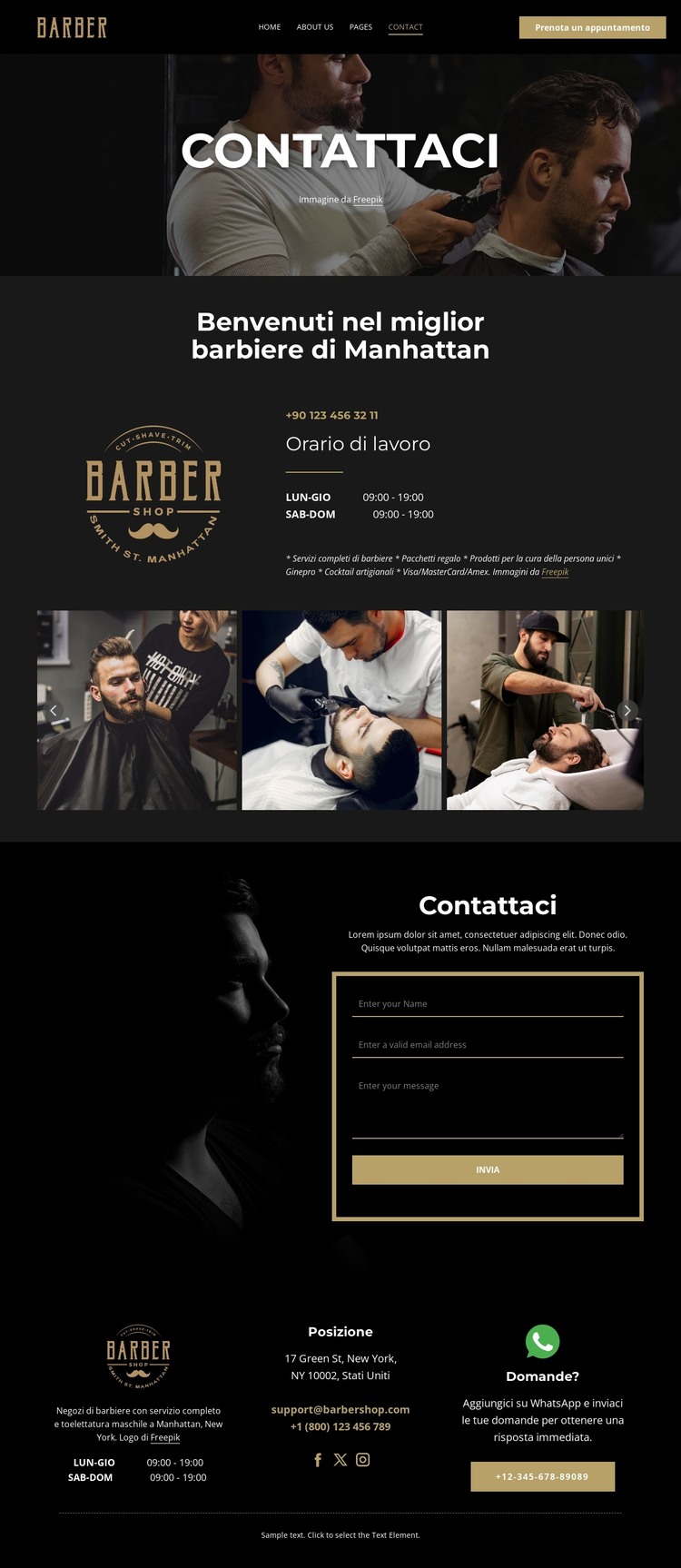 Contatta il nostro team di barbieri Modello HTML