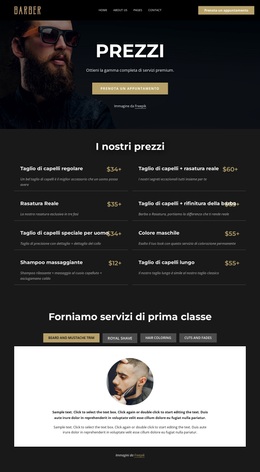 Listino prezzi barbiere Temi WordPress