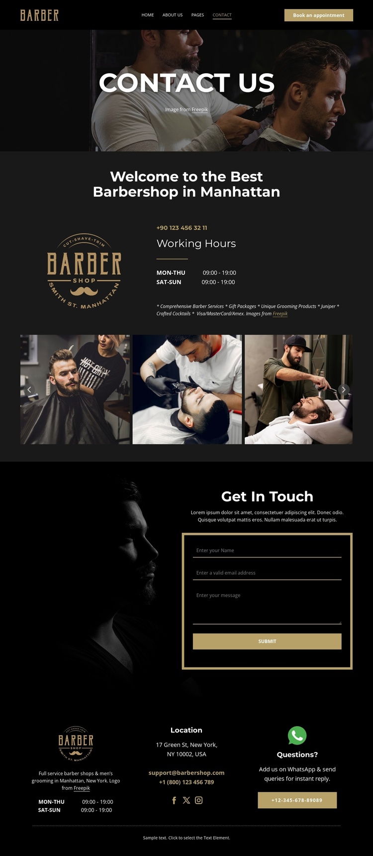 Contact our barber team Joomla Template