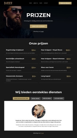 Prijslijst Kapperszaak - Landingspagina Voor Elk Apparaat