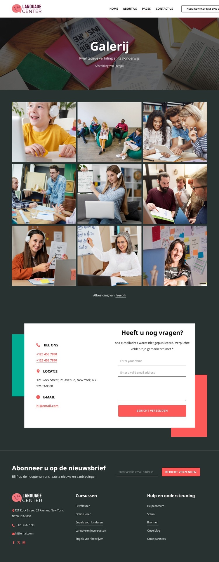 Galerij van het taalcentrum HTML-sjabloon