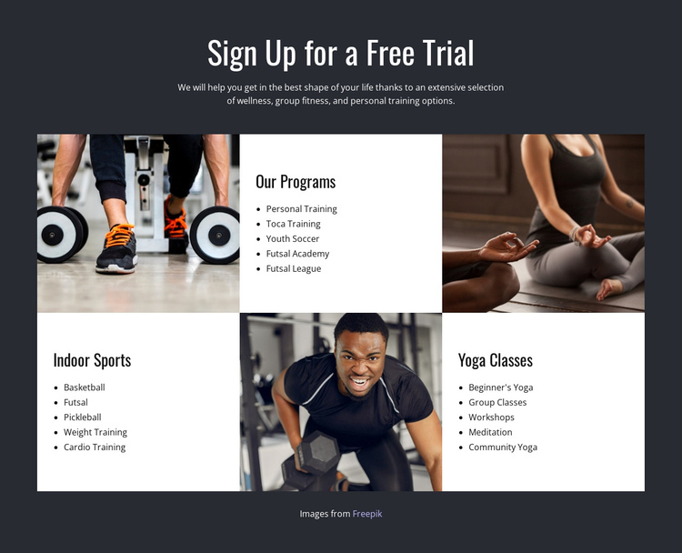 Functional and group training One Page Template