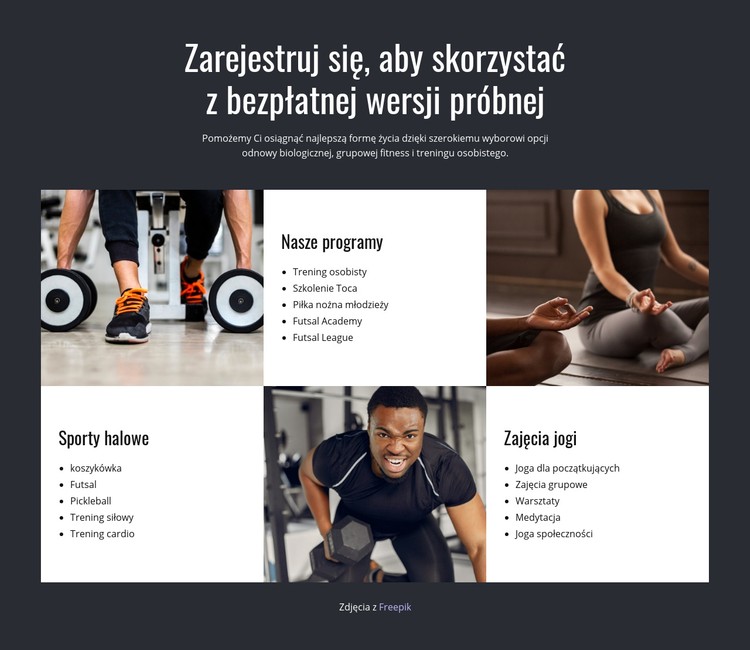 Trening funkcjonalny i grupowy Szablon CSS