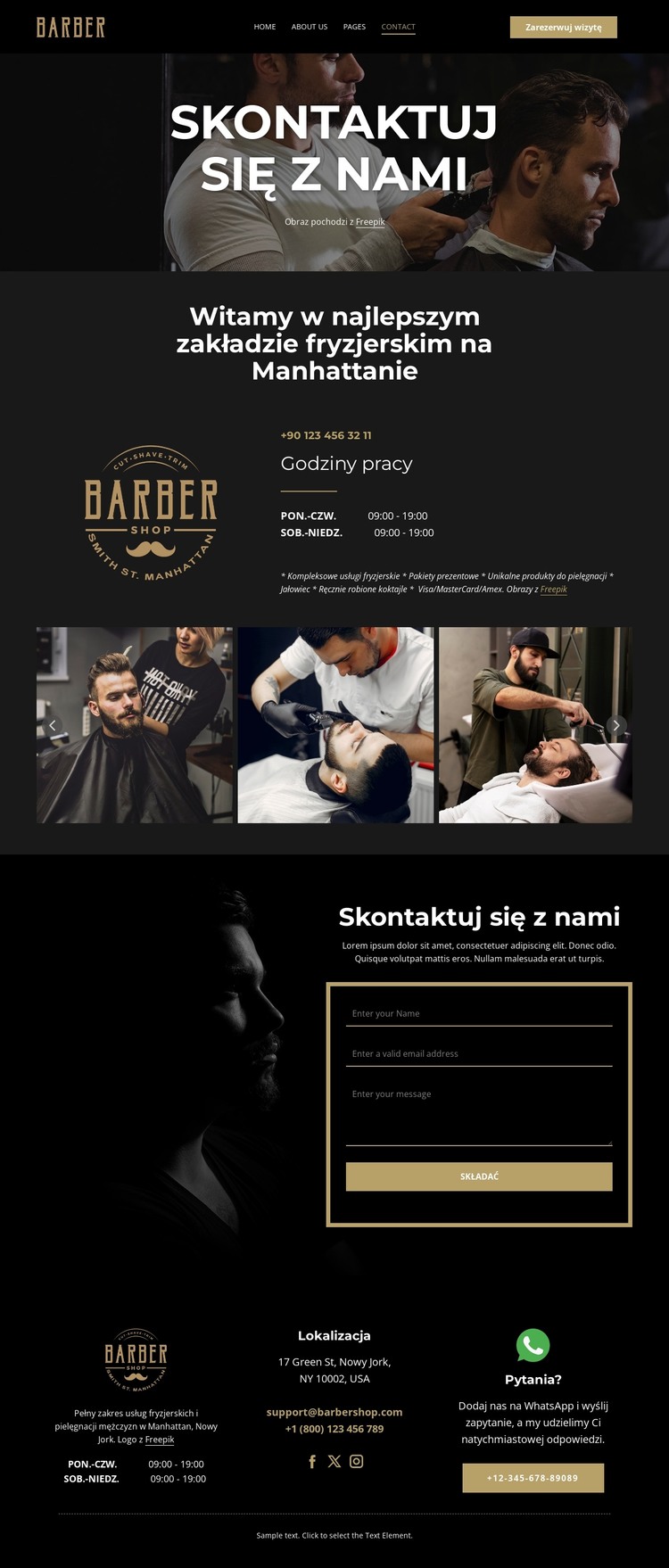 Skontaktuj się z naszym zespołem barberów Szablon HTML