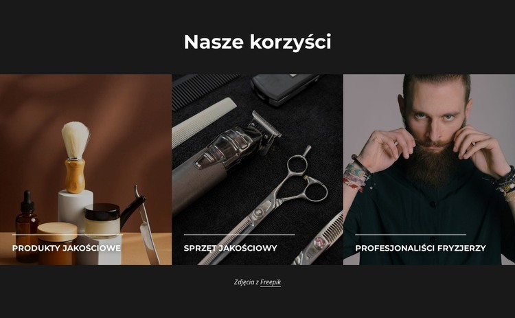 Zalety zakładu fryzjerskiego Szablon HTML