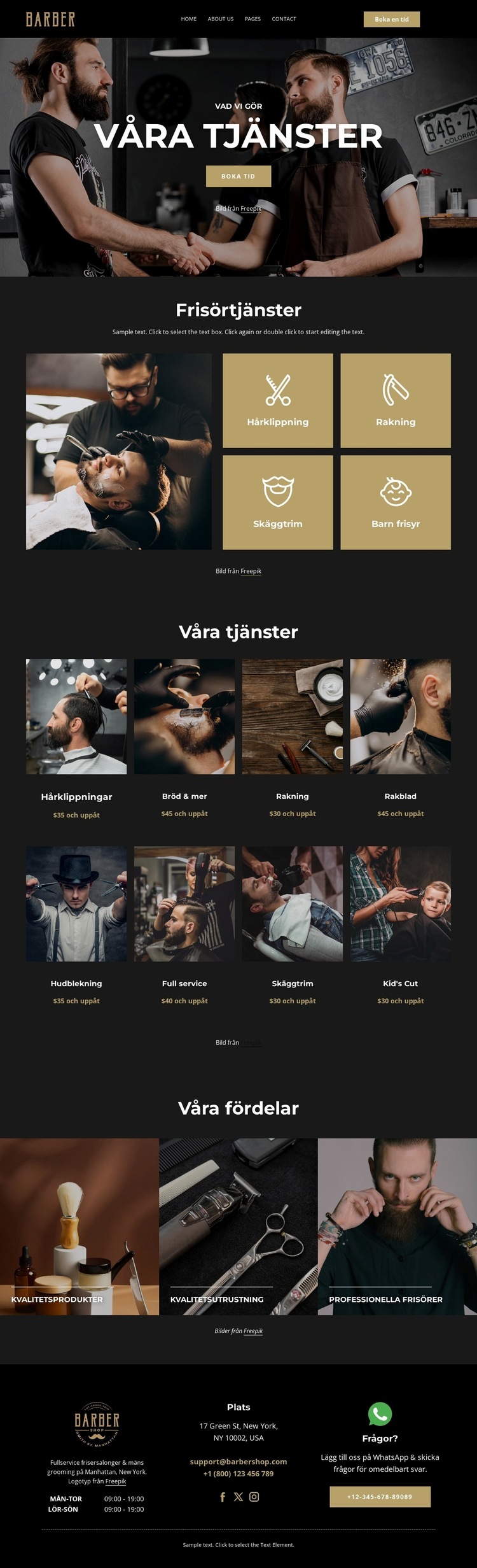 Premium frisörtjänster HTML-mall
