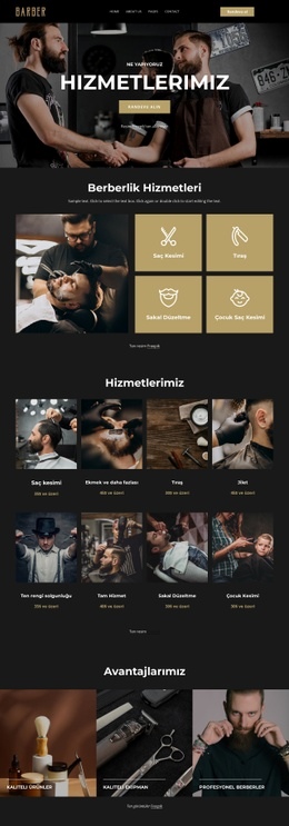 Birinci Sınıf Berber Dükkanı Hizmetleri - Özel HTML5 Şablonu