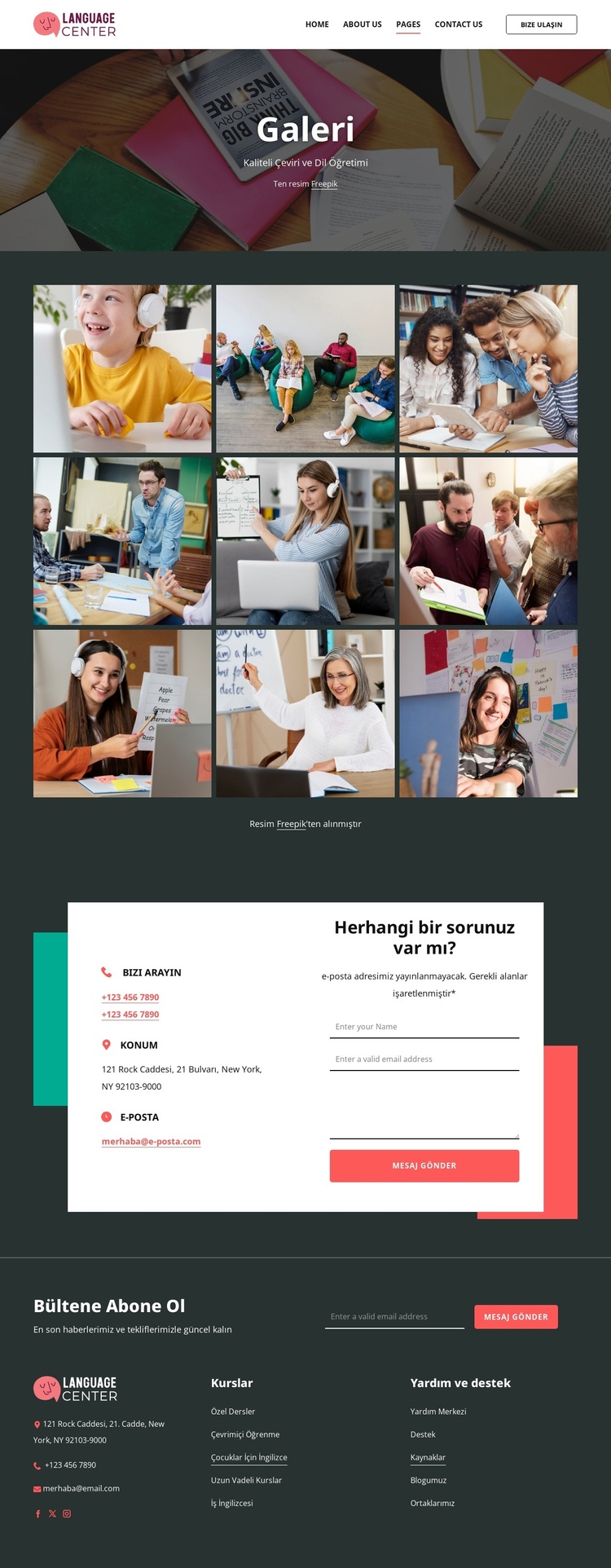 Dil merkezi galerisi WordPress Teması