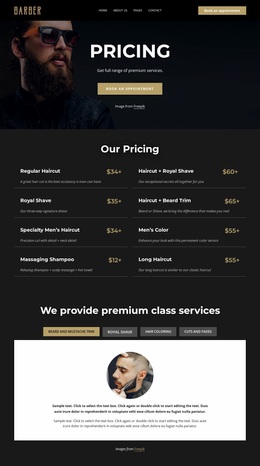 Barber shop price list Website Designs