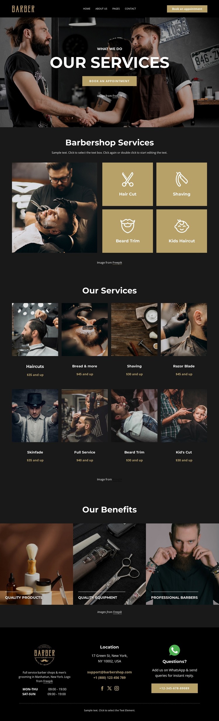 Premium barbershop services WordPress Theme