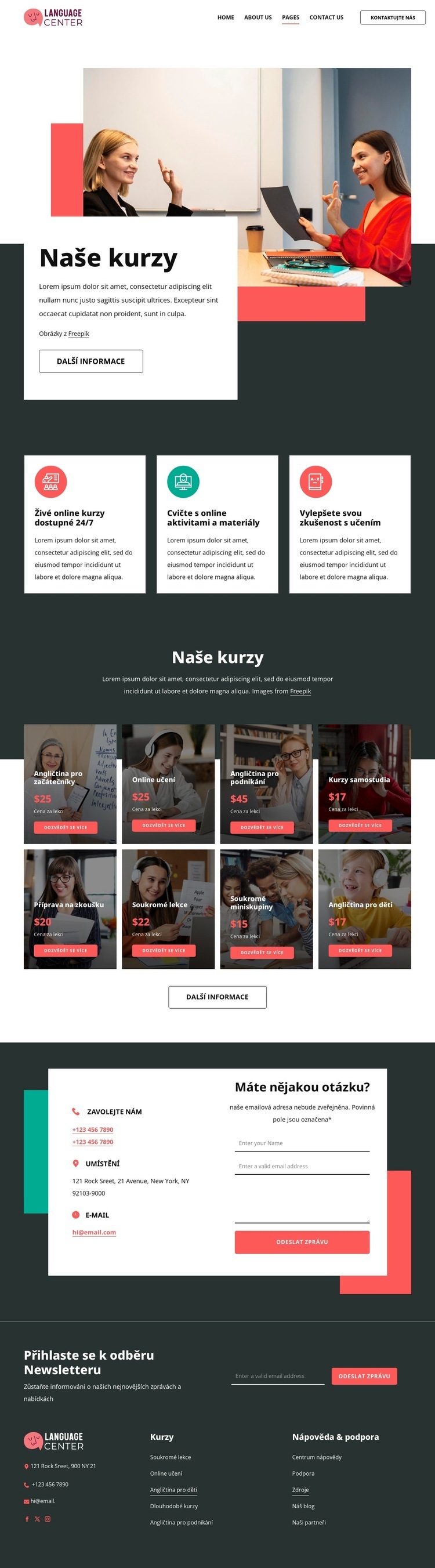 Ceny jazykového centra Šablona HTML