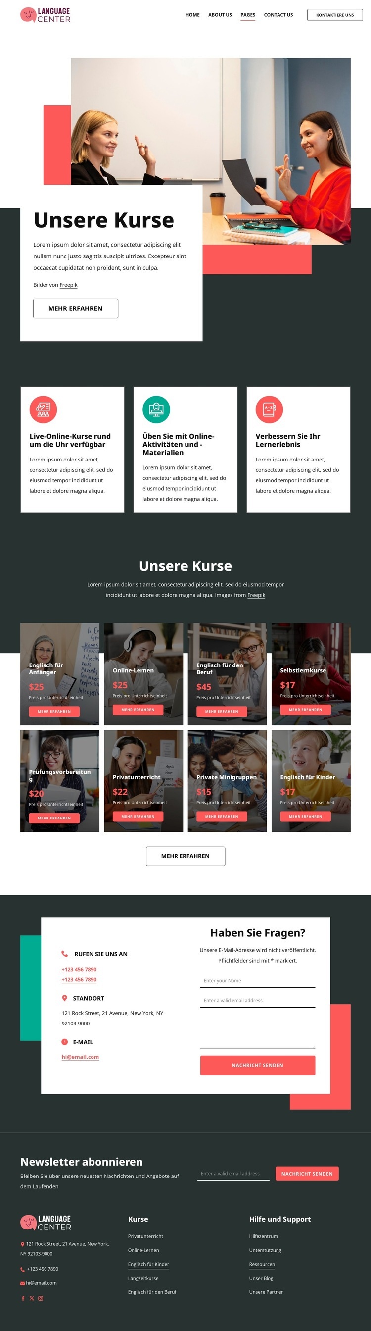 Preise für Sprachzentren HTML5-Vorlage