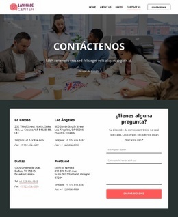 Página de contacto del centro de idiomas Diseños de sitios web
