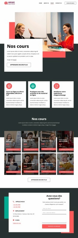 Tarifs Du Centre De Langues - HTML Creator