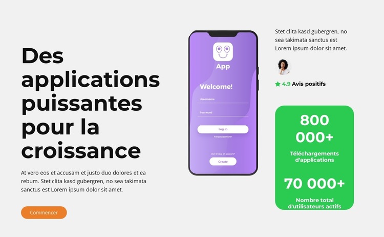 Développement d'applications innovantes Modèle de site Web
