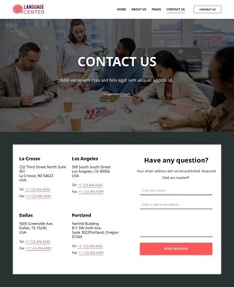 Language center contact page - CSS Template by Nicepage
