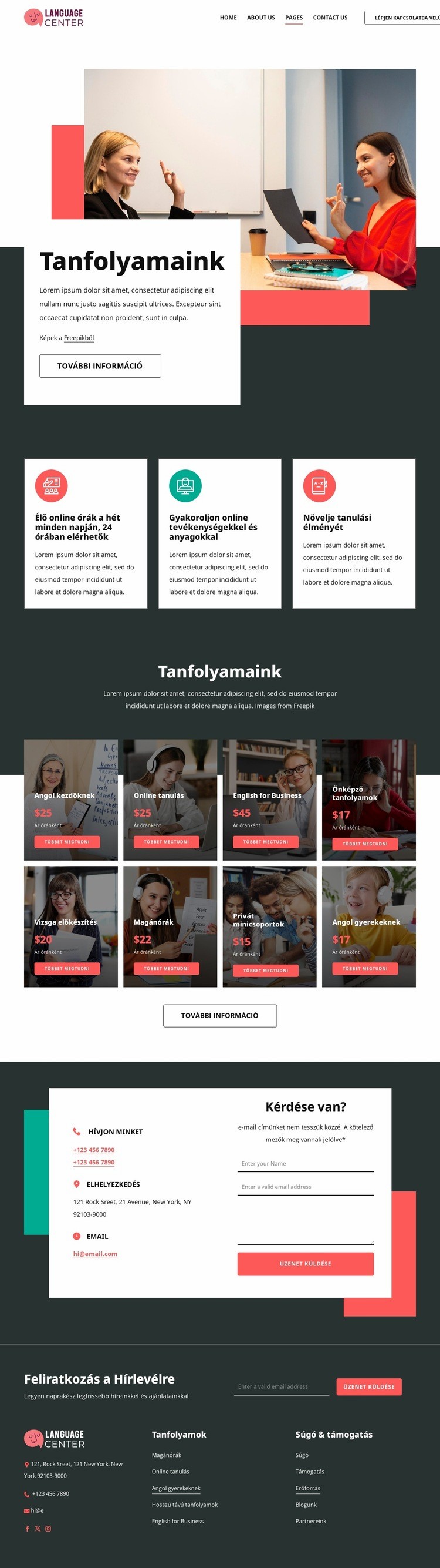 Nyelvközpont árazás Sablon