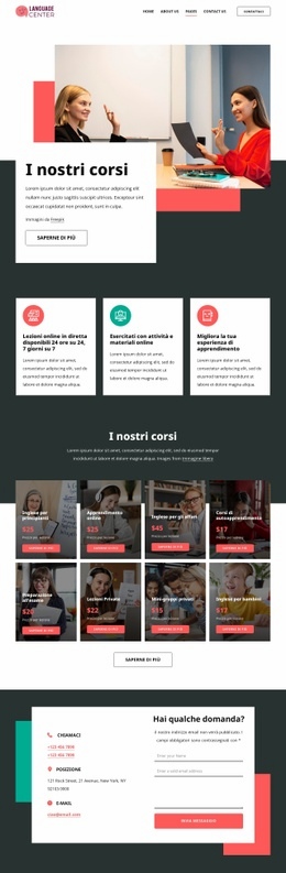 Prezzi del centro linguistico Disegni del sito web