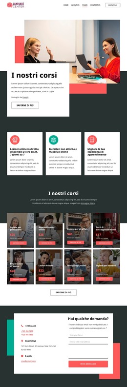 Progettazione HTML Per Prezzi Del Centro Linguistico